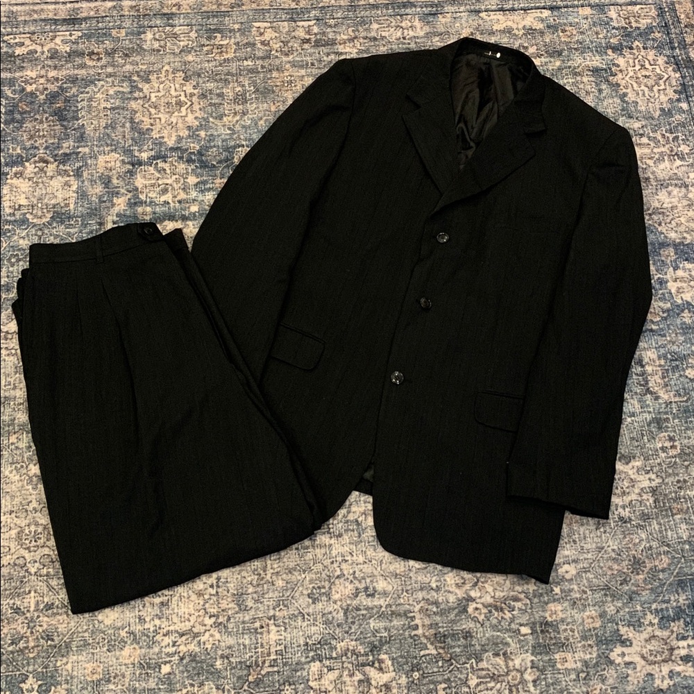 Pino Baldini - Vintage - Super 120’s - Black Wide Leg Suit Classic! View 2